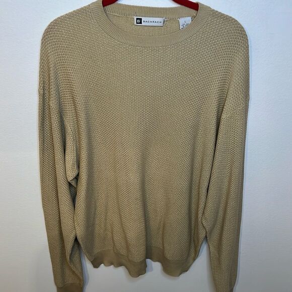 Bachrach Mens Beige Silk Blend Crewneck Knit Sweater Size Large - Picture 1 of 10